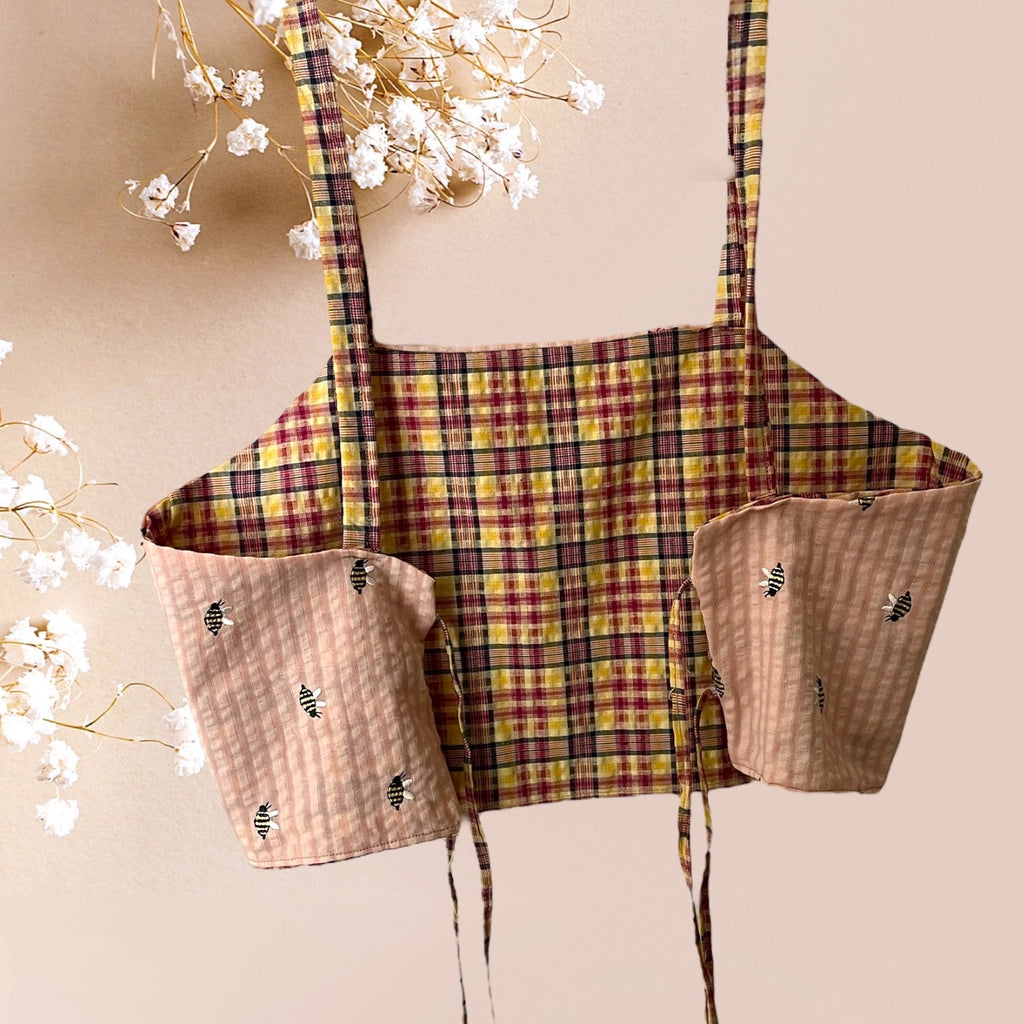 Bee & Plaid Reversible Crop