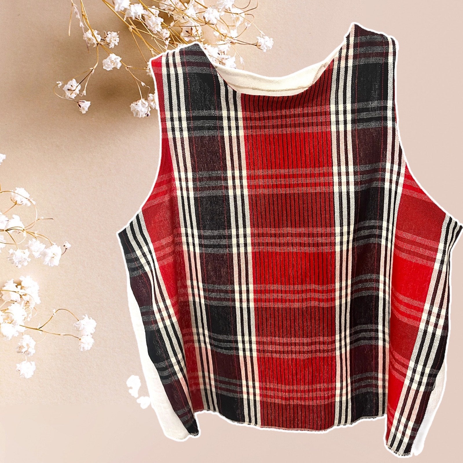 Crisscross Back Plaid Top